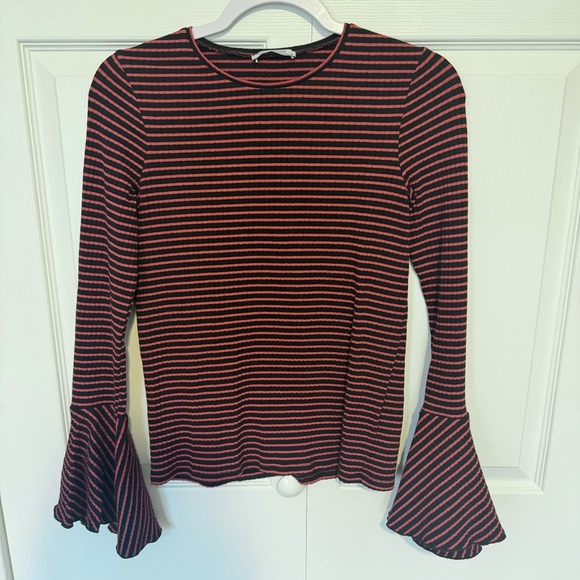 Zara Medium striped flare sleeve long sleeve MEDIUM - Picture 3 of 7
